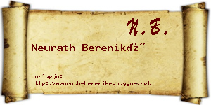 Neurath Bereniké névjegykártya